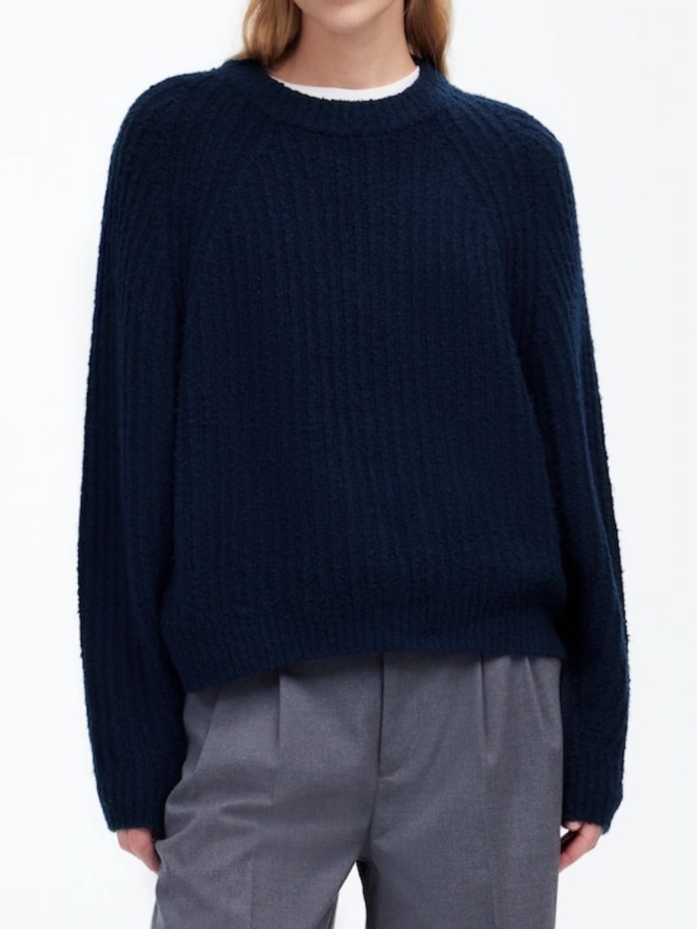Madewell Ribbed Cotton Wool Blend Sweater XS Deep Indigo Navy